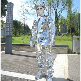 Silver mirror man costume